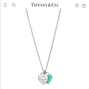Authentic Tiffany & Co Blue Double Heart Tag Pendant